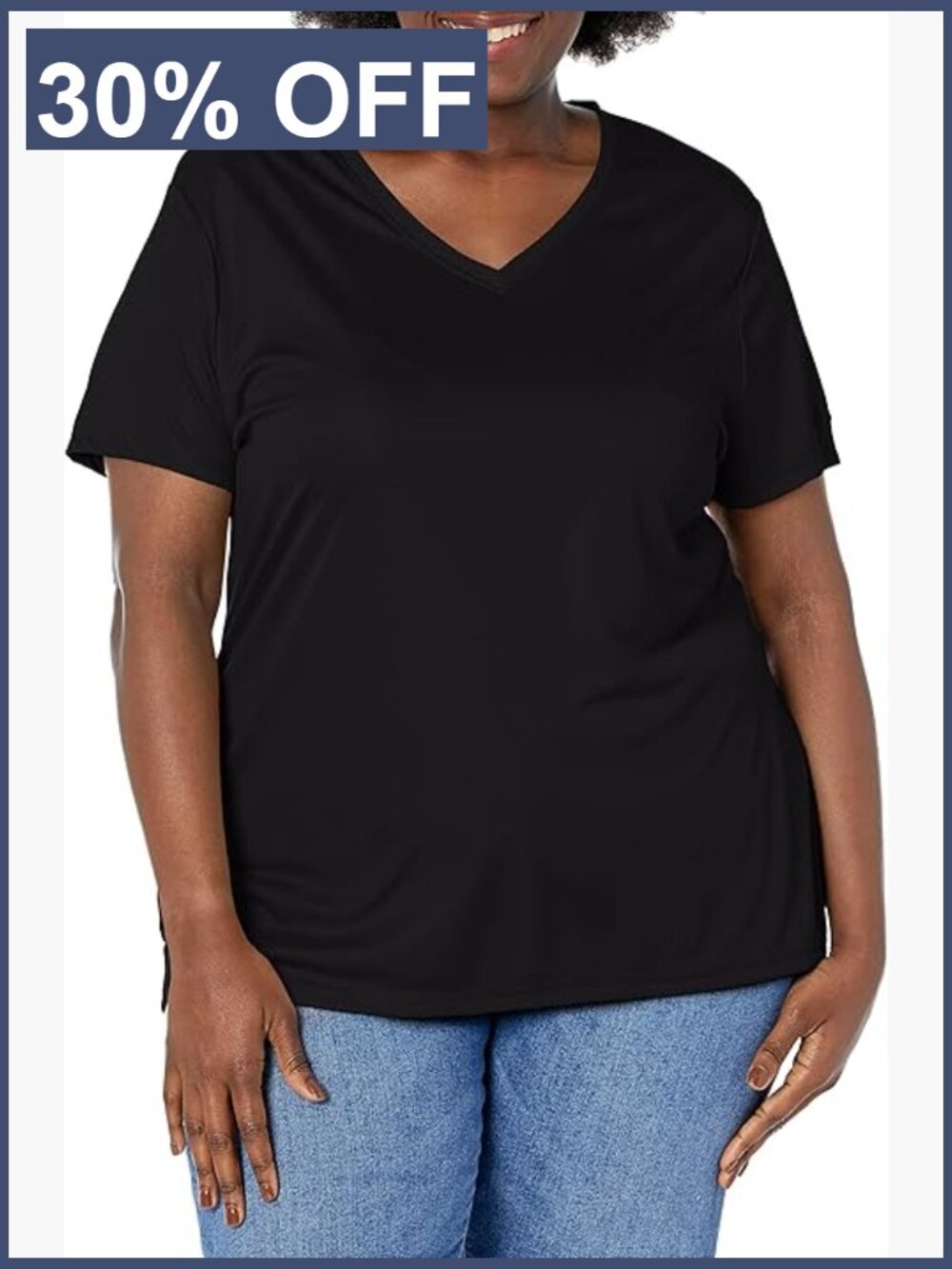 Plus Size Performance V-Neck T-Shirt UPF 50+ Moisture Wicking